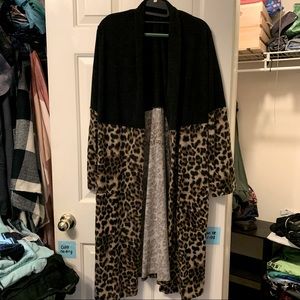 Leopard and black long cardigan